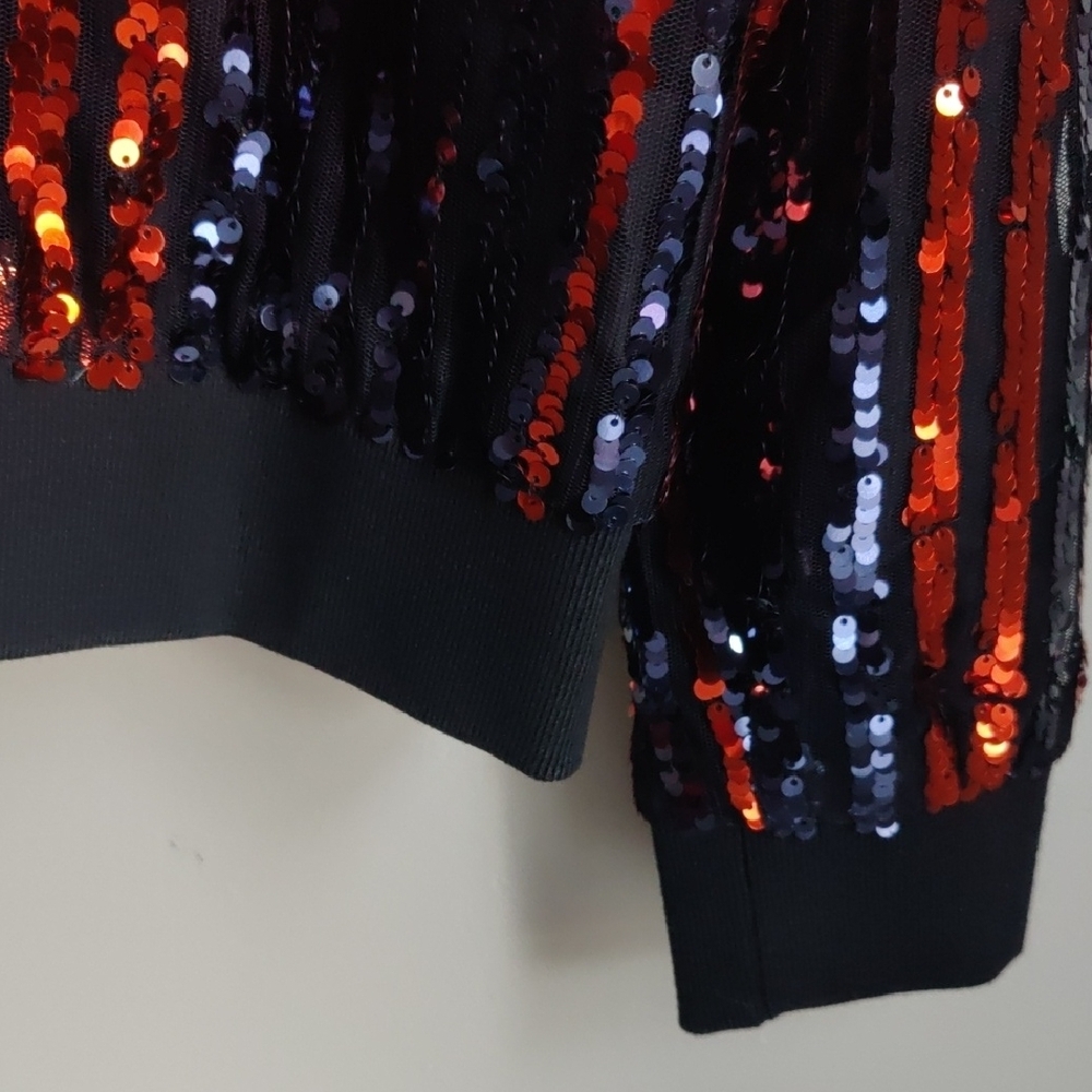 NFL Chicago Bears Blue and Orange Sequin Bomber Jacket - Picture 5 of 8